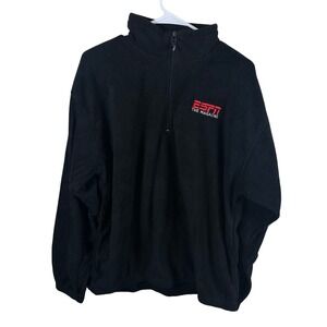 ESPN‎ Fleece Pullover Mens XL Black Quarter Zip The Magazine Outdoor Jacket